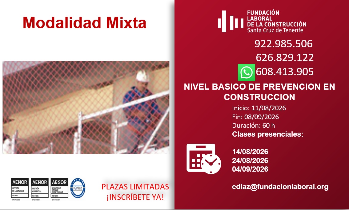 NIVEL BÁSICO DE PREVENCIÓN EN CONSTRUCCIÓN (60 horas)