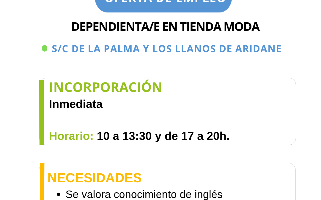 DEPENDIENTA/E DE TIENDA DE MODA